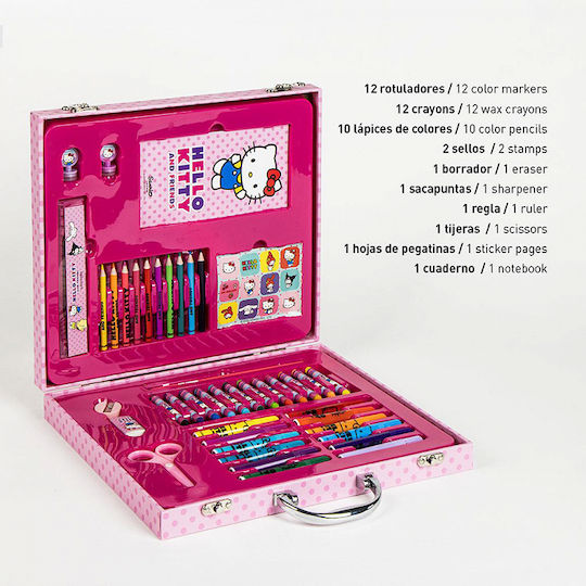 Cerda Hello Kitty Colouring Set in Case 31x28cm 42 Pieces
