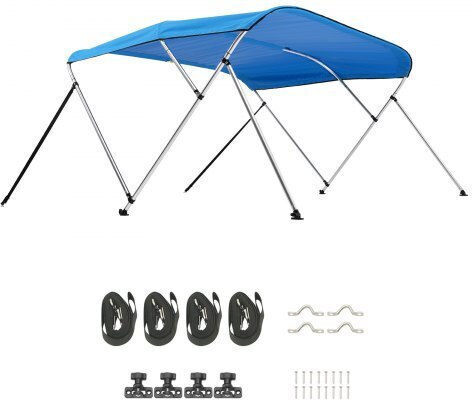Vevor 3-Bogen-Boots-Bimini 72" L x 79"-84" B x 46" H Verdeck Pazifikblau