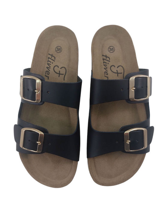 Δερμάτινα Γυναικεία Σανδάλια Flatforms Μαύρα