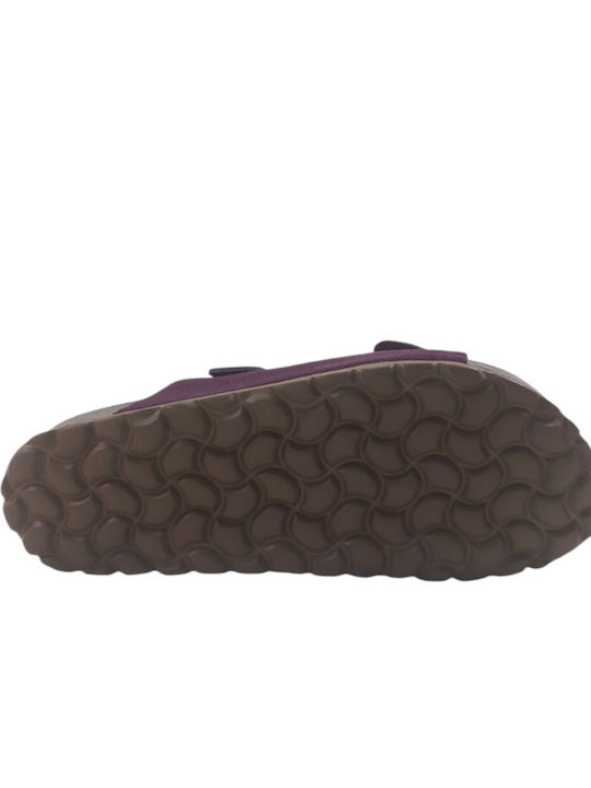Leder Flache Sandalen für Damen Anatomisch in Lila Farbe