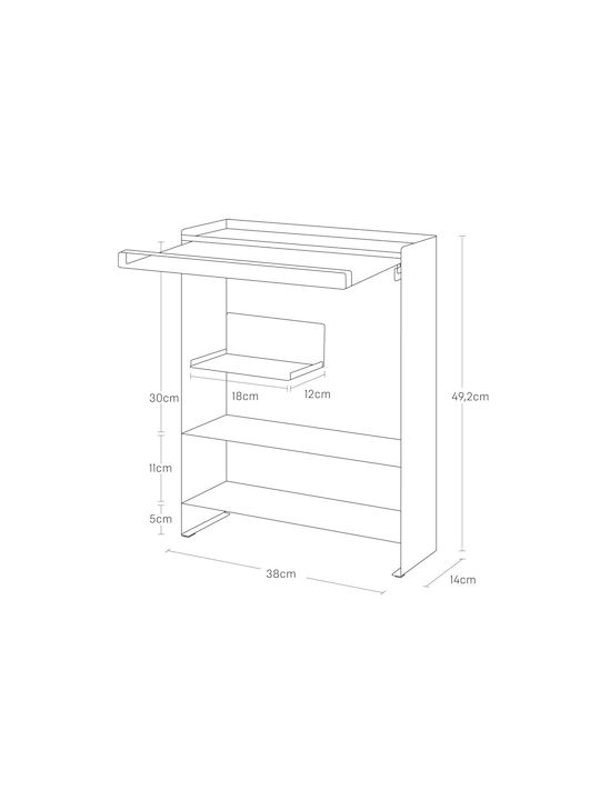 Yamazaki Επιτραπέζια Βάση Μεταλλική 38x16.3x49.2εκ. Λευκή