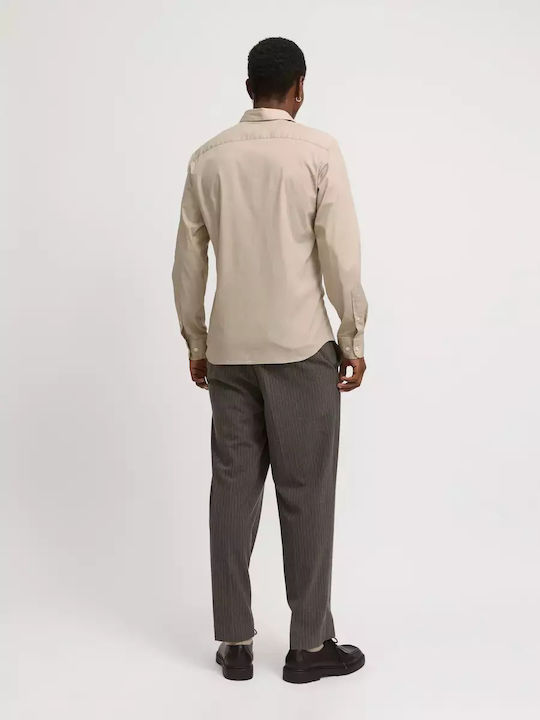 Langärmlig Baumwolle Hemd Beige