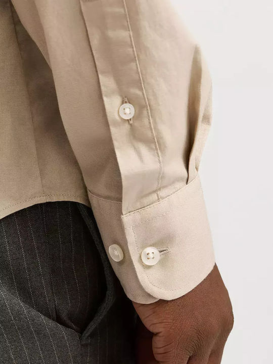 Langärmlig Baumwolle Hemd Beige