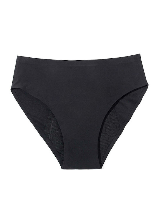 Slip Menstrual Fără Cusături Negru Pentru Femei