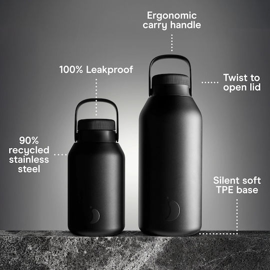 Chilly's Big Mouth Bottle Thermos Stainless Steel BPA Free 2lt Abyss Black