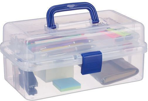 Relaxdays Plastic Cutie de Depozitare cu Capac Albastru 17x33x39cm 1buc