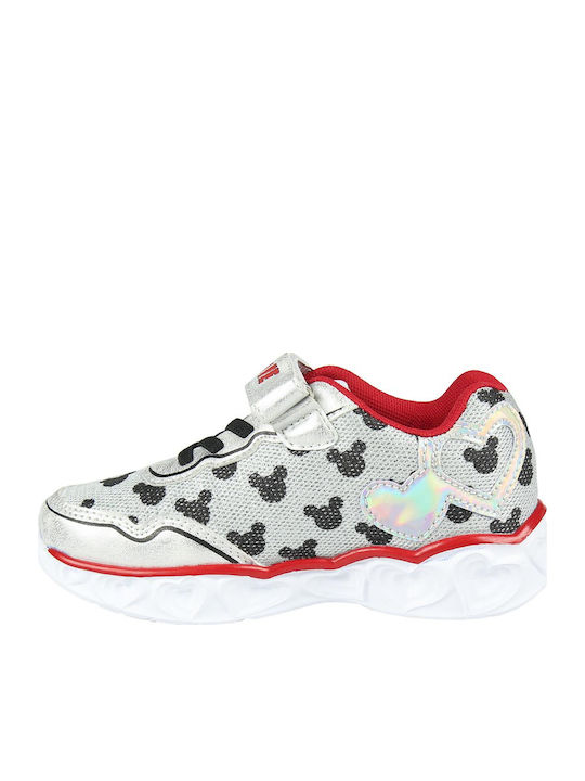 Kinder Sneakers mit Klettverschluss & Lichtern Silber