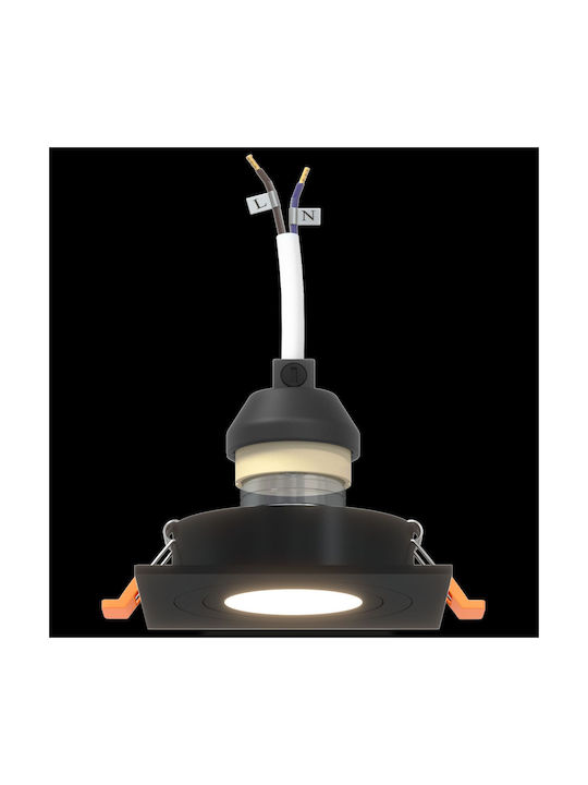 vidaXL Square Metallic Recessed Ceiling Spot with Built-in LED and Warm White Light Black 91x91cm