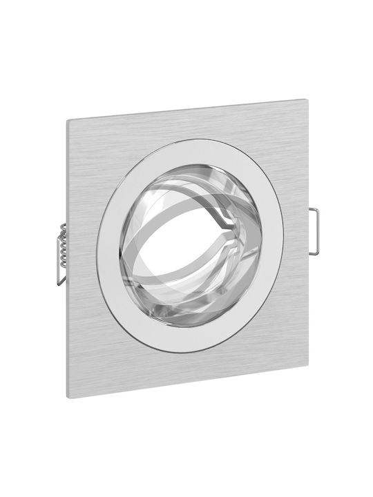 vidaXL Square Metallic Ceiling Spot with Built-in LED and Warm White Light Silver 9.1x9.1cm