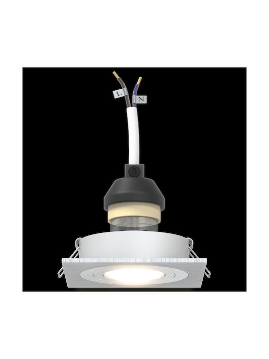 vidaXL Square Metallic Ceiling Spot with Built-in LED and Warm White Light Silver 9.1x9.1cm