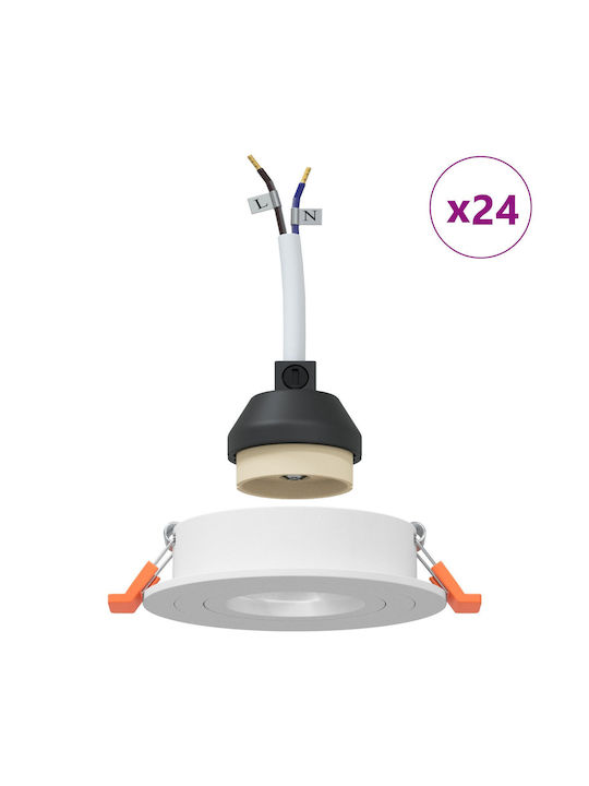 vidaXL Round Metallic Ceiling Spot with Built-in LED and Warm White Light White 9.1x9.1cm