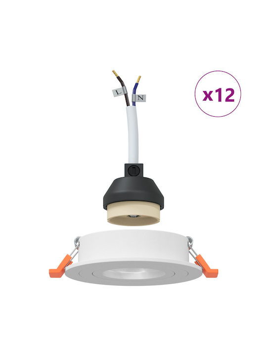 vidaXL Round Metallic Ceiling Spot with Built-in LED and Warm White Light White 9.1x9.1cm