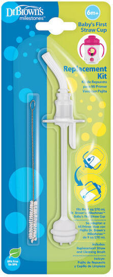 Dr. Brown's Replacement White Straws Baby's First Straw Cup TC 073 Made of Plastic for 6+ Months