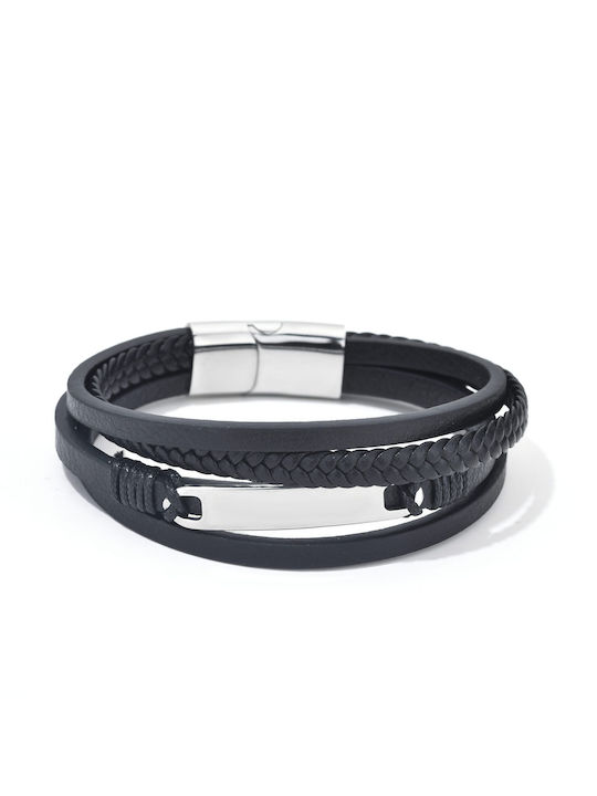Toro Nero Men's Leather Bracelet 21cm