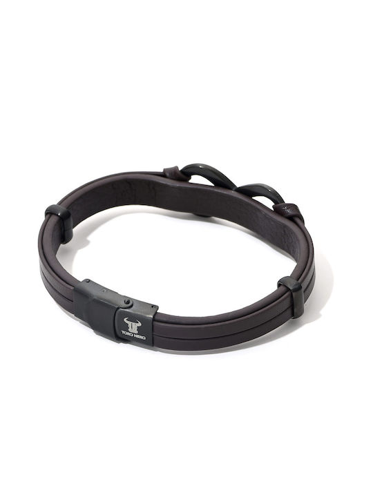 Toro Nero Brățară Pentru Bărbați Cu Design Simbol Infinit Din Piele 21cm