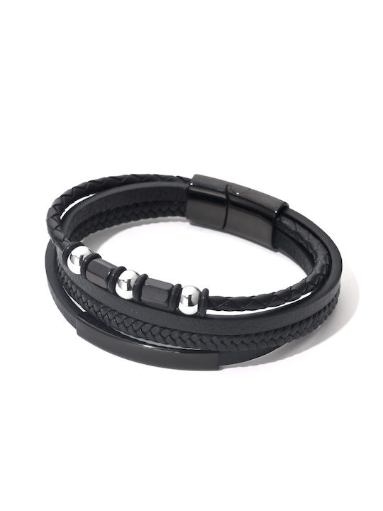 Toro Nero Ανδρικό Βραχιόλι από Δέρμα 21cm