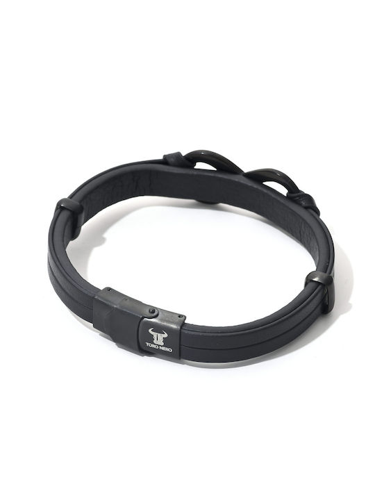 Toro Nero Brățară Pentru Bărbați Cu Design Simbol Infinit Din Piele 21cm