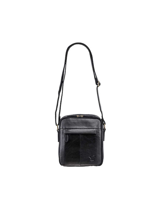 Piele Geantă pentru bărbați Umăr / Crossbody Neagră