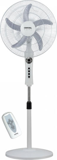 Crystal Home Air Control Ανεμιστήρας Ορθοστάτης 60W Διαμέτρου 45cm με Τηλεχειριστήριο Λευκός
