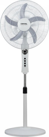 Crystal Home Air Control Ανεμιστήρας Ορθοστάτης 60W Διαμέτρου 45cm με Τηλεχειριστήριο Λευκός
