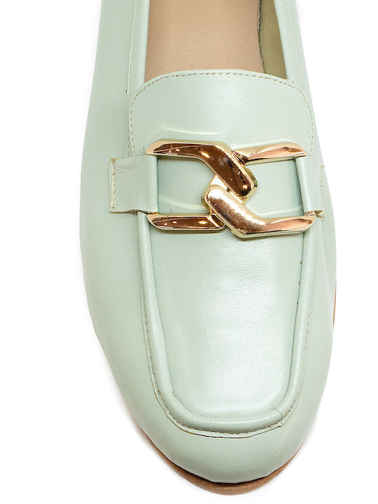Leather Women's Moccasins in Turquoise Color