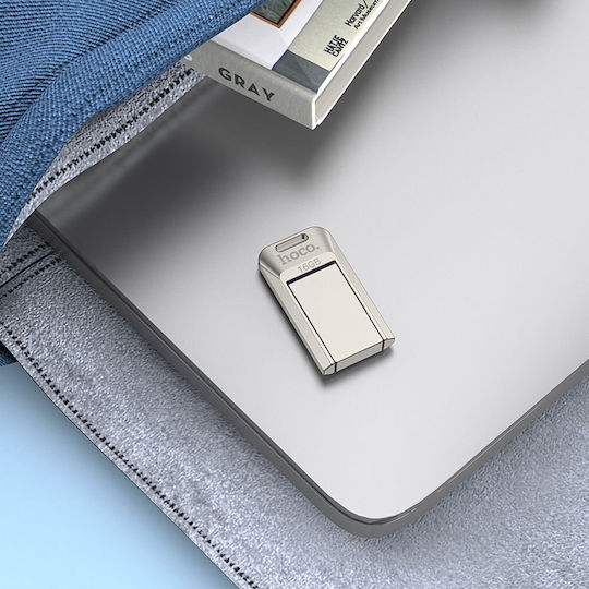 Hoco Pendrive 16GB USB 2.0 Stick με σύνδεση USB-A & USB-C Ασημί