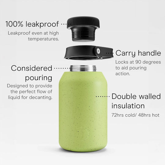Chilly's Big Mouth Stainless Steel Thermos Bottle BPA Free 2lt Lime