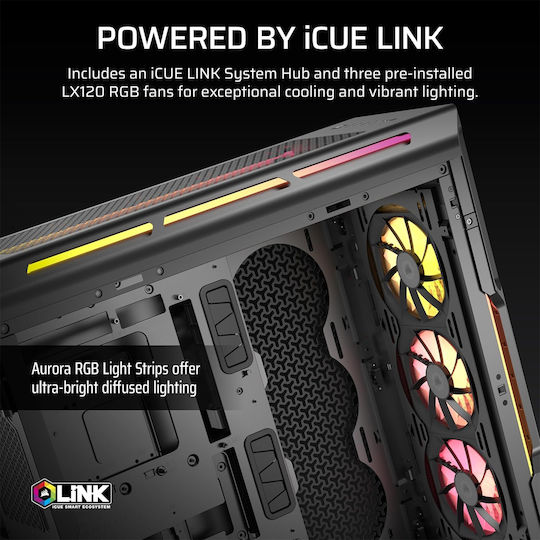 Corsair iCUE LINK 5000T LX RGB Gaming Midi Tower Κουτί Υπολογιστή με Πλαϊνό Παράθυρο Μαύρο