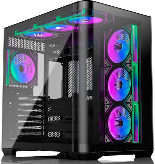 Raijintek ATREUS BT7 Gaming Midi-Turm Computergehäuse mit Seitenfenster und RGB-Beleuchtung Schwarz