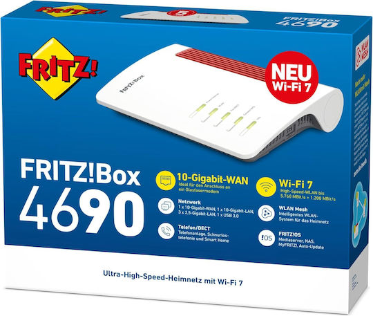 AVM FRITZ!Box 4690 Wireless Router Wi‑Fi 7 with 3 Gigabit Ports