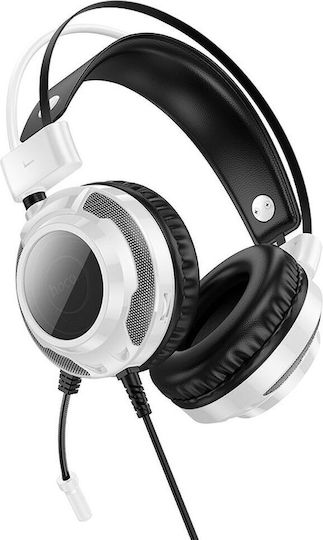 Hoco W110 Over Ear Gaming Headset cu conexiune 3,5mm / USB Alb