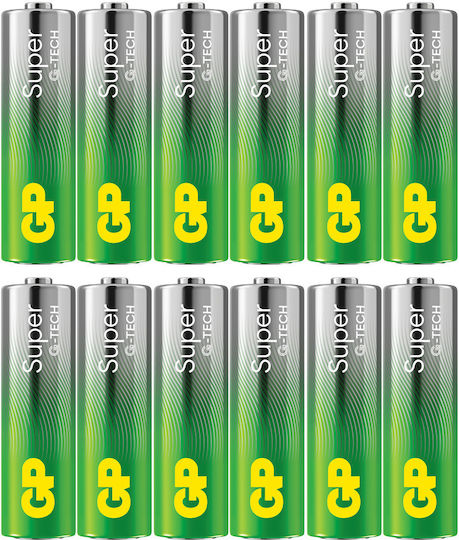 GP Batteries Super Αλκαλικές Μπαταρίες AA 1.5V 12τμχ