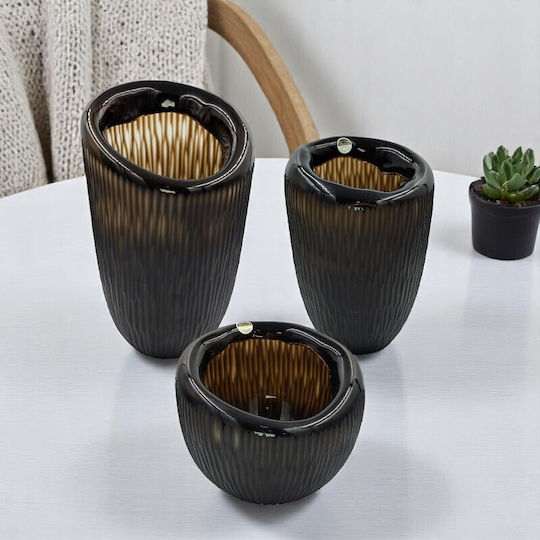 Karvounis Glass Vase Brown 20xH31cm
