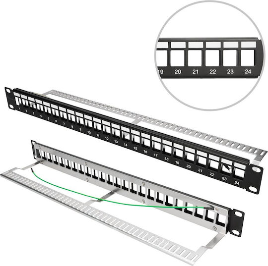 Extralink Patch Panel for Rack 1U 19" with 24 Ports Black