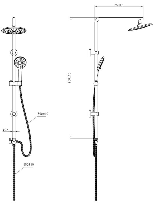 Vinci Duschsäule mit Armatur Schwarz