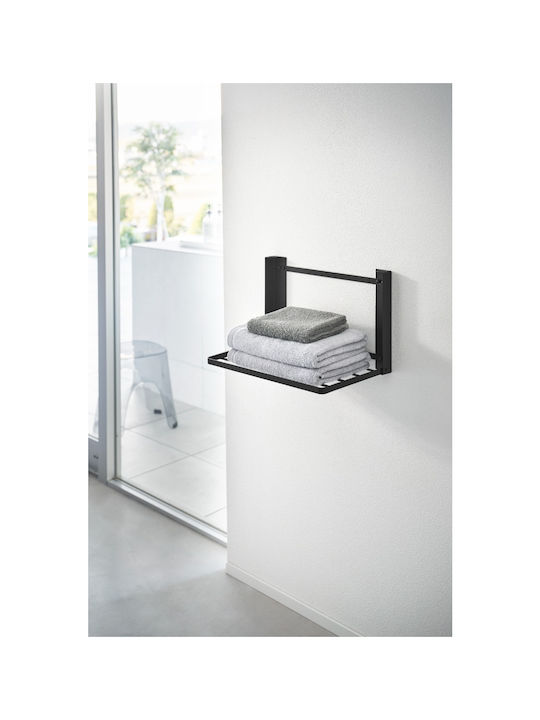 Yamazaki Foldable Towel Rack Metal Black Tower 41x26x25.5