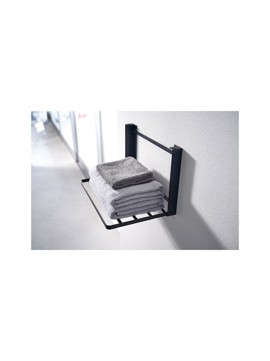 Yamazaki Foldable Towel Rack Metal Black Tower 41x26x25.5