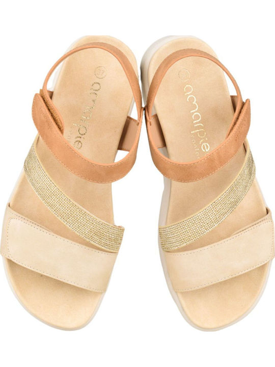 Women's Flat Sandals Anatomic in Beige Color
