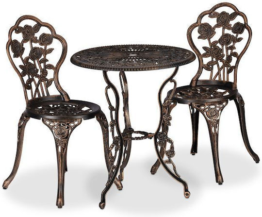 Set Sala De Mese Pentru Spații Exterioare Mici 3 Piese Bronz