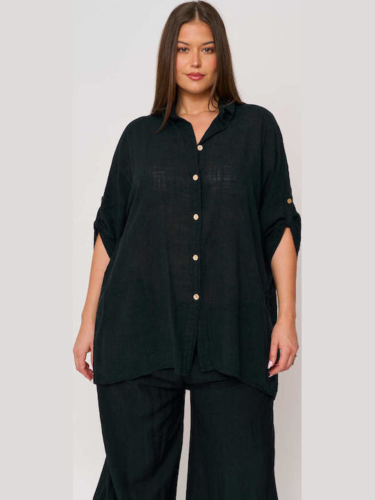 Women's Monochrome Long Sleeve Shirt Black
