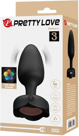 Pretty Love Vibrating Butt Plug Πρωκτική Σφήνα με Δόνηση Μαύρη