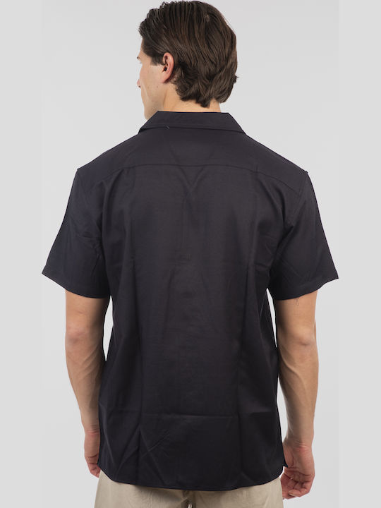 Kurzärmlig Baumwolle Hemd Black