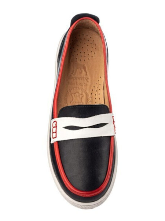 Leather Women's Loafers in Blue Color