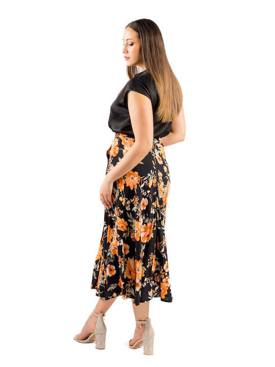 Φούστα Floral Μαύρη