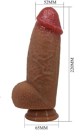 Pretty Love Achille Glass Dildo with Balls and Suction Cup Brown 22cm