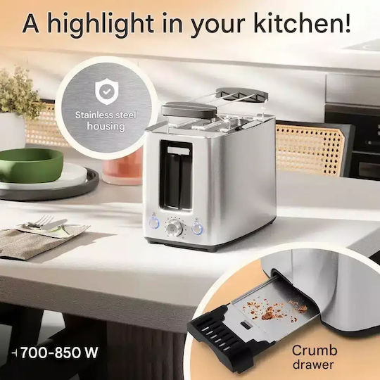 Profi Cook Toaster 2 Schlitze 850W Inox