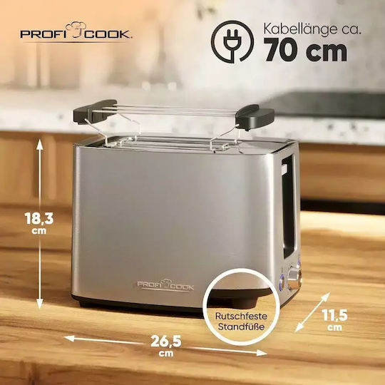 Profi Cook Toaster 2 Schlitze 850W Inox