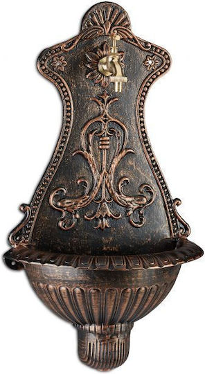 Fântână de grădină antică din aluminiu cu robinet auriu Relaxdays Dimensiuni aproximative 66 x 37 x 19,5 cm bronz