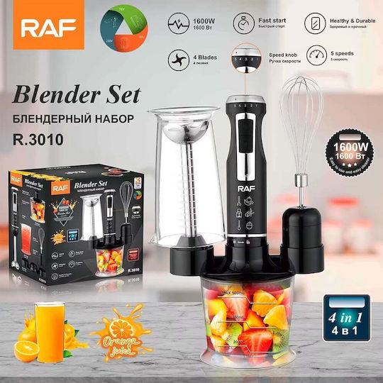 Raf Raf Handmixer mit Inox-Stab 1600W Schwarze
