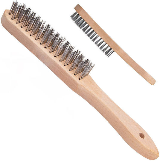 Wire Brush Rust Removal Wooden Handle 4 Rows Wire Bristles Geko G00734
